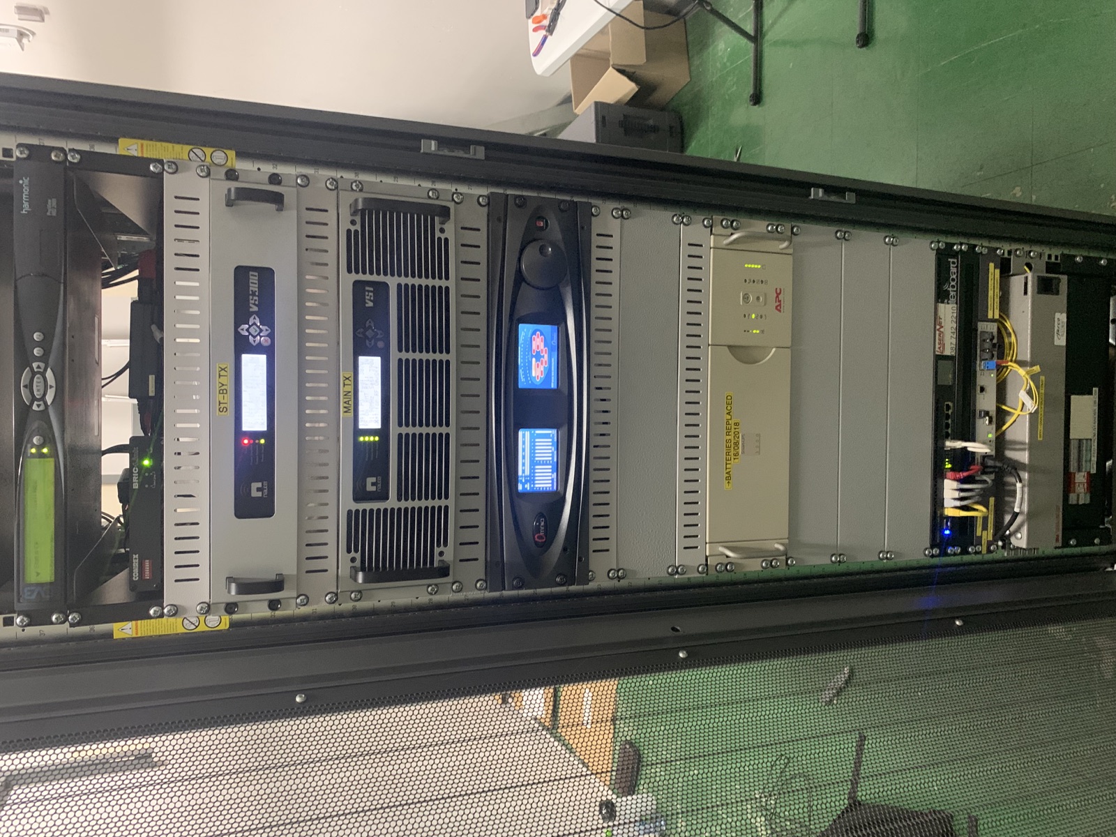Portable broadcast rack with audio processors, network gear, and computer systems