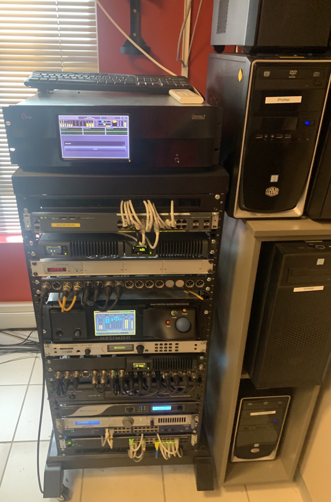 Rack-mounted audio processing and network equipment