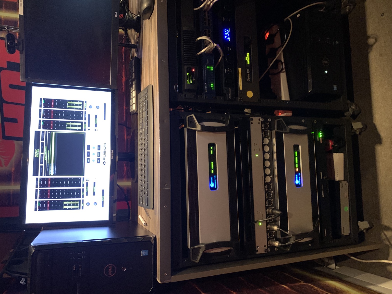 Broadcast rack and monitoring environment for technical operations